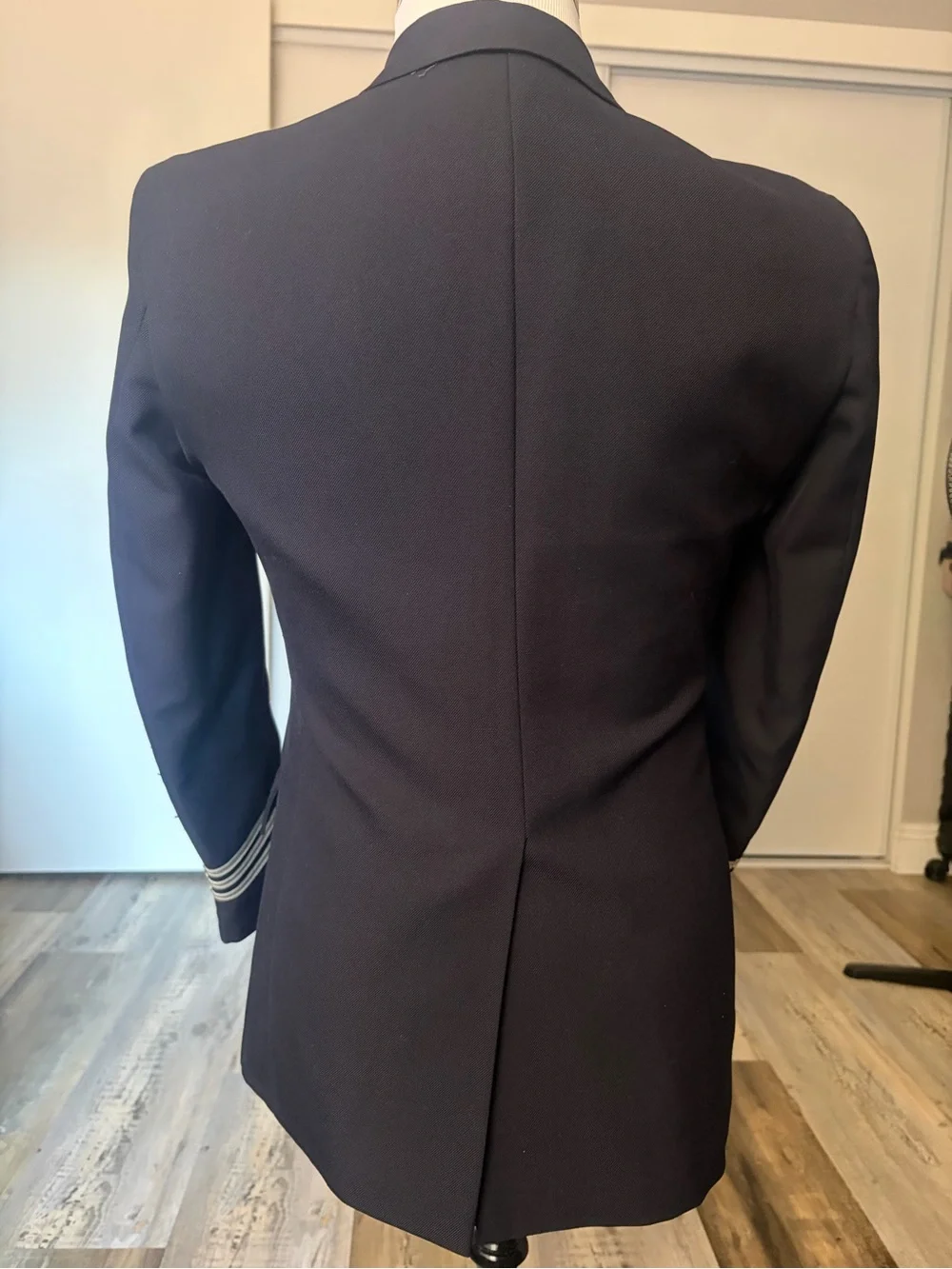 Men's Navy Blazer with Silver Cuff Accents
